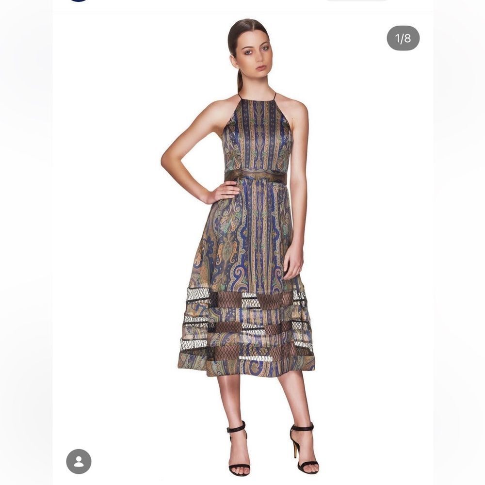 ZIMMERMANN Esplanade Spiral Dress 100% Silk Midi Length Women’s Size 0 / US 4
